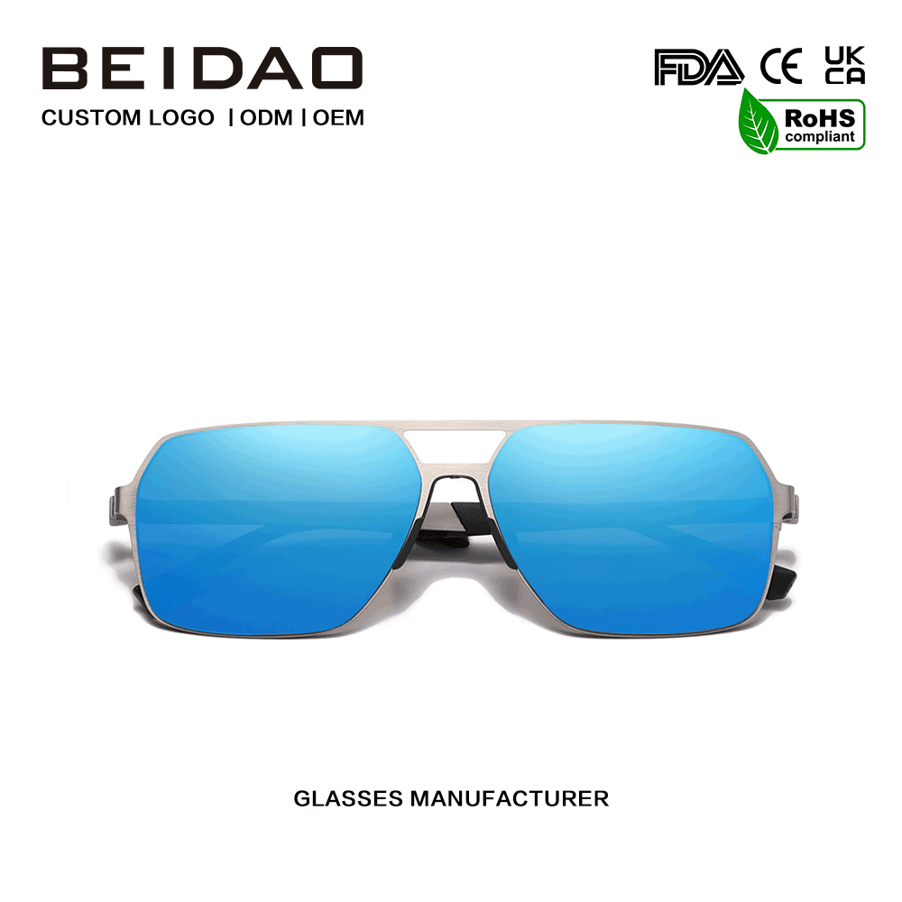 현대적이고 내구성이 뛰어난 스테인리스 오버사이즈 블루 스퀘어 선글라스